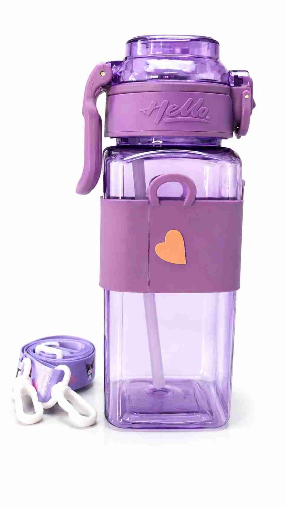 Cute Cartoon Kids Water Bottle 600ml with Straw & Shoulder Strap
