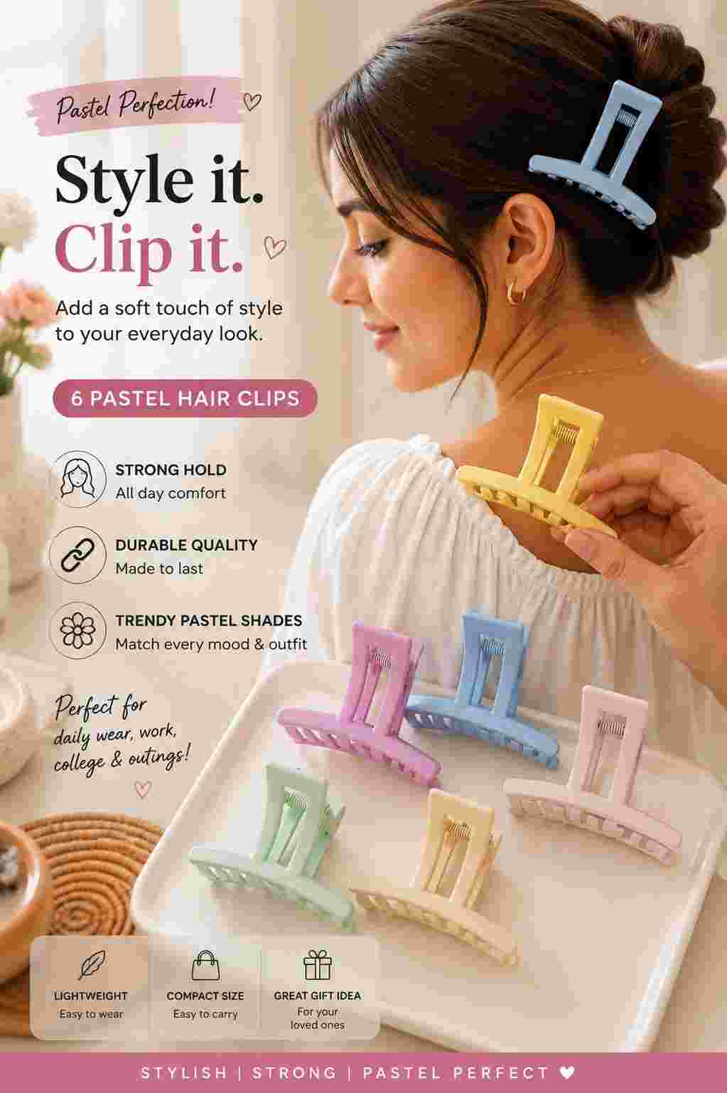 6pcs Korean women hair claw clips